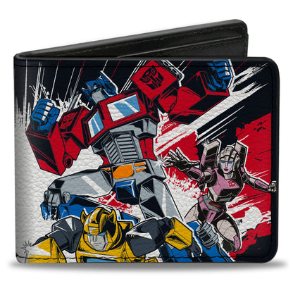 Bi-Fold Wallet - Transformers Decepticon and Autobots Battle Black/White - MEGA POP COMICS 