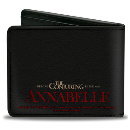 Bi-Fold Wallet - Annabelle Half Face + ANNABELLE Logo Black Tan Red - MEGA POP COMICS 