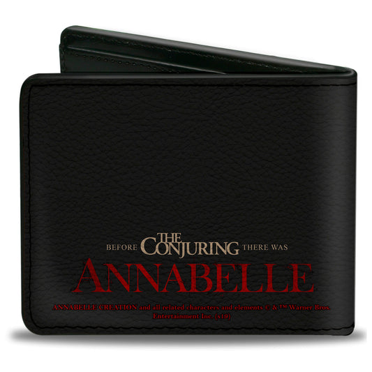 Bi-Fold Wallet - Annabelle Half Face + ANNABELLE Logo Black Tan Red - MEGA POP COMICS 