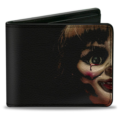 Bi-Fold Wallet - Annabelle Half Face + ANNABELLE Logo Black Tan Red - MEGA POP COMICS 
