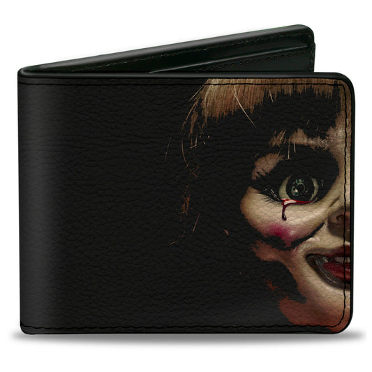 Bi-Fold Wallet - Annabelle Half Face + ANNABELLE Logo Black Tan Red - MEGA POP COMICS 