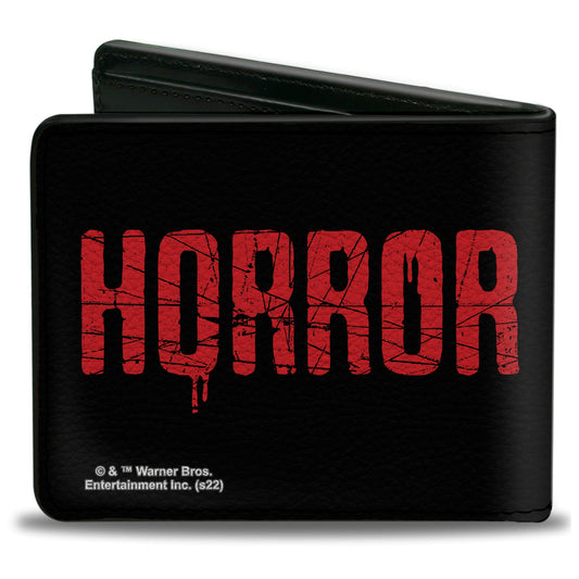 Bi-Fold Wallet - ANNABELLE COMES HOME Face Close-Up + HORROR Text Black/Red - MEGA POP COMICS 