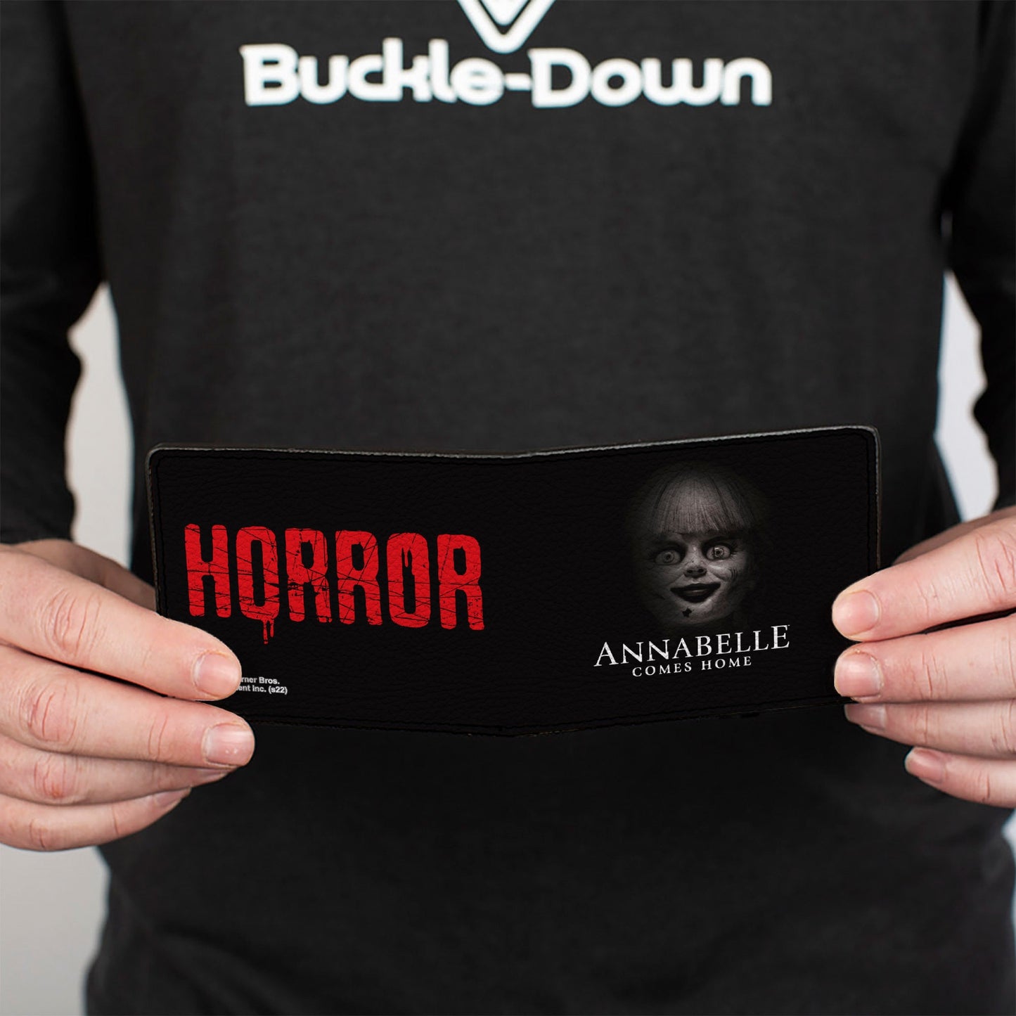 Bi-Fold Wallet - ANNABELLE COMES HOME Face Close-Up + HORROR Text Black/Red - MEGA POP COMICS 