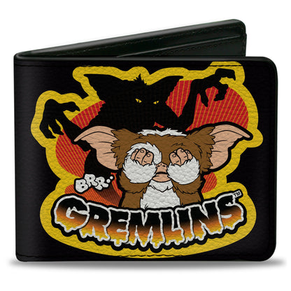 Bi-Fold Wallet - Gremlins Stripe & Gizmo Pose Black/Yellow - MEGA POP COMICS 