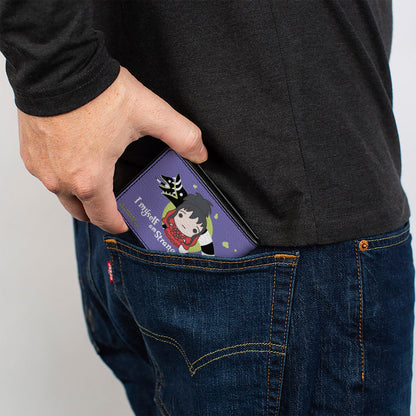 Bi-Fold Wallet - Beetlejuice Chibi Lydia and Sandworm STRANGE AND UNUSUAL Pose Blue - MEGA POP COMICS 