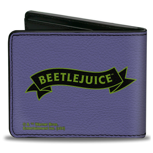 Bi-Fold Wallet - Beetlejuice Chibi THE GHOST WITH THE MOST Pose Purple/Green/Black - MEGA POP COMICS 