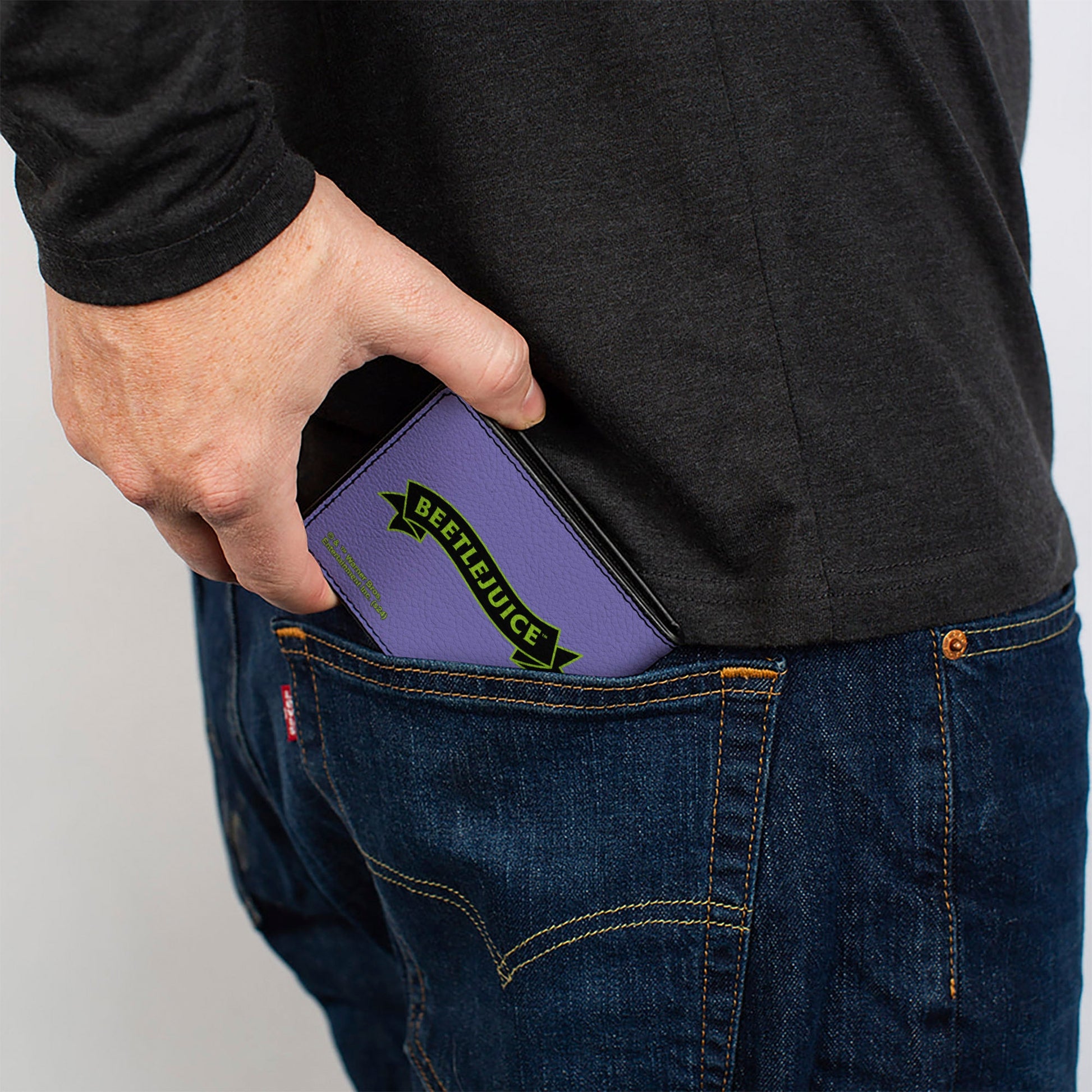 Bi-Fold Wallet - Beetlejuice Chibi THE GHOST WITH THE MOST Pose Purple/Green/Black - MEGA POP COMICS 