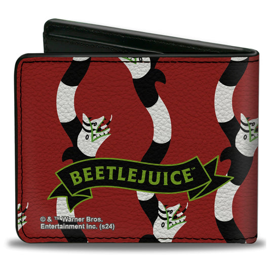 Bi-Fold Wallet - BEETLEJUICE Banner Sandworm Stripe Bed/Black/White - MEGA POP COMICS 