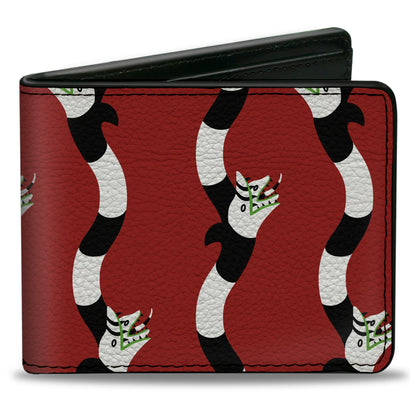 Bi-Fold Wallet - BEETLEJUICE Banner Sandworm Stripe Bed/Black/White - MEGA POP COMICS 