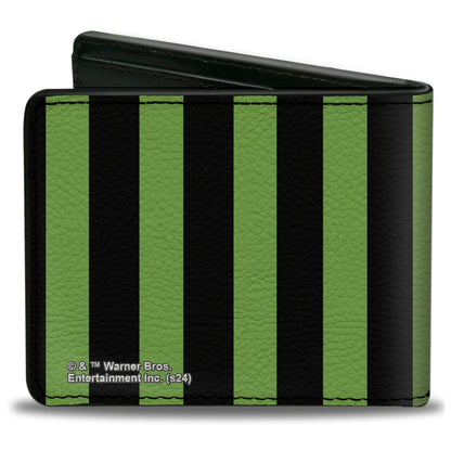 Bi-Fold Wallet - BEETLEJUICE Chibi Characters and Spider Webs Collage Greens - MEGA POP COMICS 