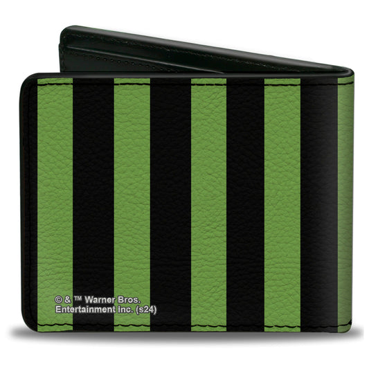 Bi-Fold Wallet - BEETLEJUICE Chibi Characters and Spider Webs Collage Greens - MEGA POP COMICS 