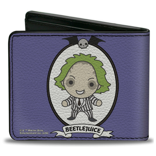 Bi-Fold Wallet - BEETLEJUICE Chibi Full Body Portrait Pose Blue - MEGA POP COMICS 