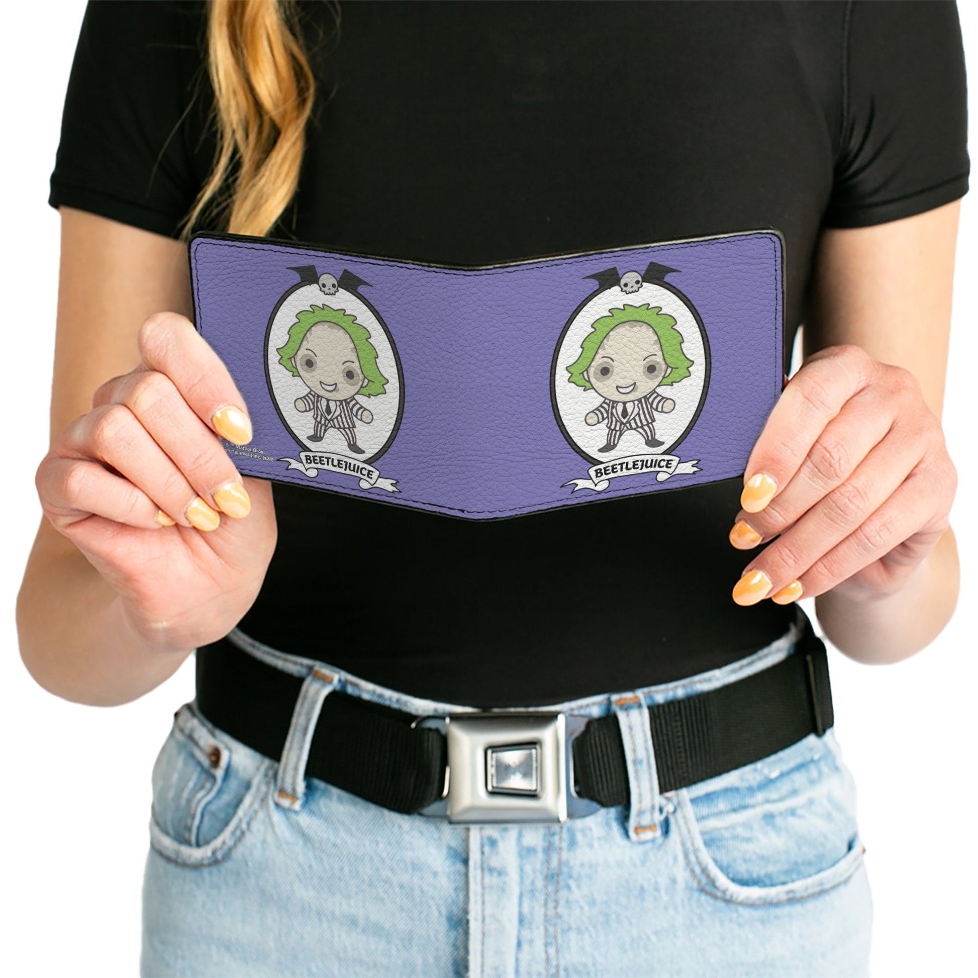 Bi-Fold Wallet - BEETLEJUICE Chibi Full Body Portrait Pose Blue - MEGA POP COMICS 