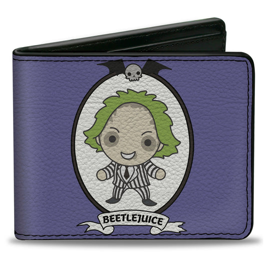 Bi-Fold Wallet - BEETLEJUICE Chibi Full Body Portrait Pose Blue - MEGA POP COMICS 