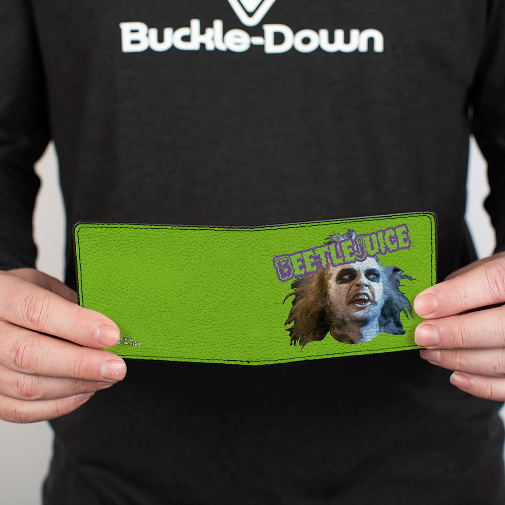 Bi-Fold Wallet - BEETLEJUICE Face and Text Green/Purple - MEGA POP COMICS 