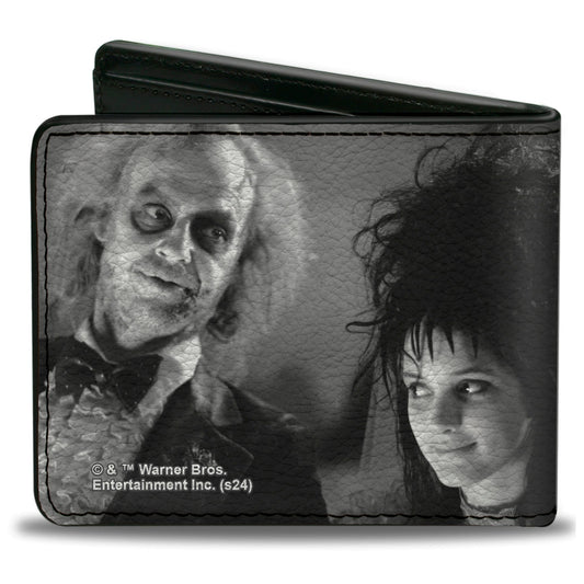 Bi-Fold Wallet - Beetlejuice and Lydia Wedding Scene Blocks Black/White - MEGA POP COMICS 