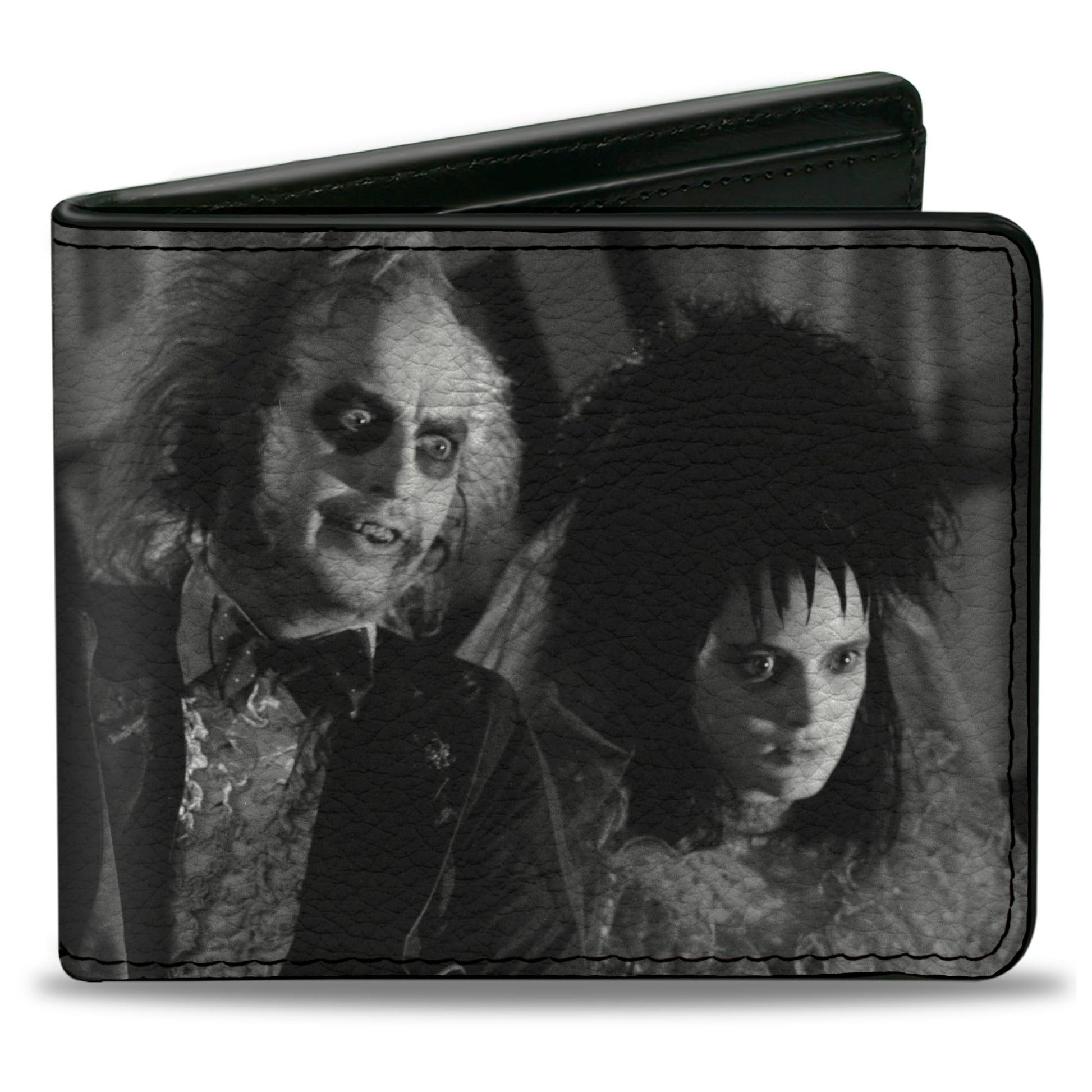 Bi-Fold Wallet - Beetlejuice and Lydia Wedding Scene Blocks Black/White - MEGA POP COMICS 