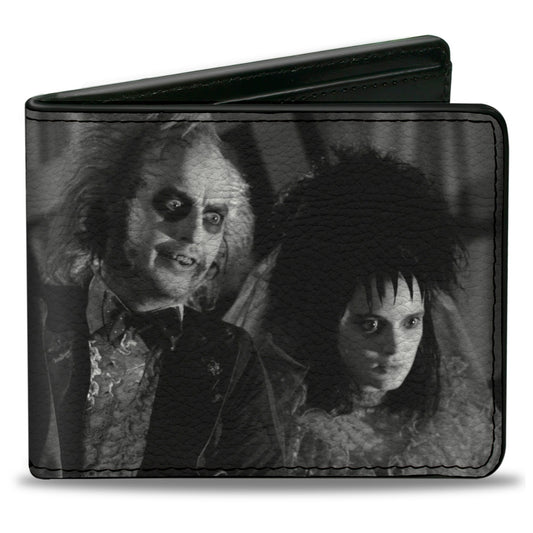 Bi-Fold Wallet - Beetlejuice and Lydia Wedding Scene Blocks Black/White - MEGA POP COMICS 