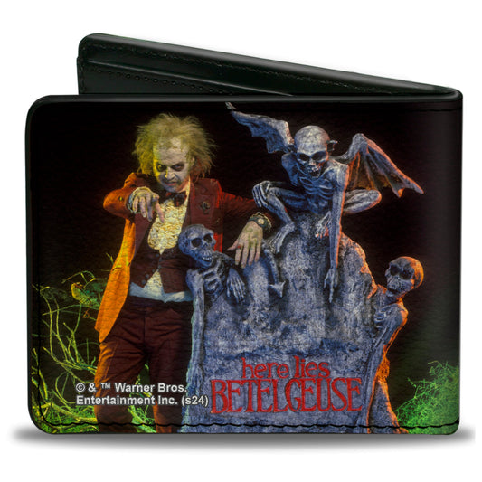 Bi-Fold Wallet - Beetlejuice HERE LIES BETELGEUSE Graveyard Pose - MEGA POP COMICS 
