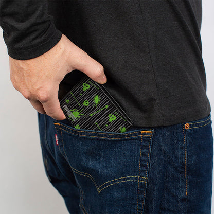 Bi-Fold Wallet - BEETLEJUICE Roach Skull Doodles Collage Black Gray Green Purple - MEGA POP COMICS 