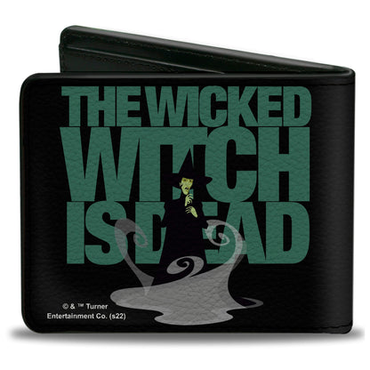 Bi-Fold Wallet - The Wizard of Oz THE WICKED WITCH IS DEAD Quote Black/Green/Grays - MEGA POP COMICS 