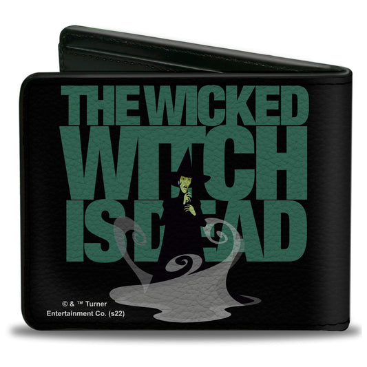 Bi-Fold Wallet - The Wizard of Oz THE WICKED WITCH IS DEAD Quote Black/Green/Grays - MEGA POP COMICS 