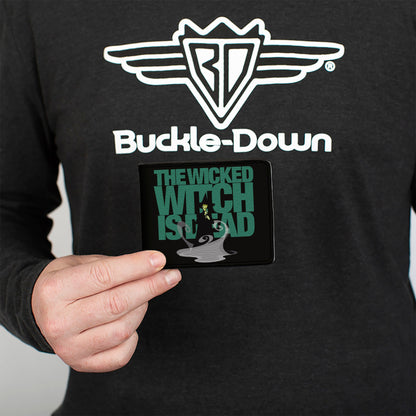 Bi-Fold Wallet - The Wizard of Oz THE WICKED WITCH IS DEAD Quote Black/Green/Grays - MEGA POP COMICS 