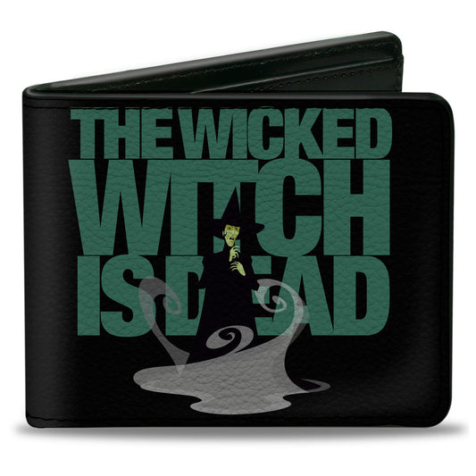 Bi-Fold Wallet - The Wizard of Oz THE WICKED WITCH IS DEAD Quote Black/Green/Grays - MEGA POP COMICS 