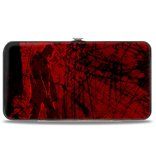Hinged Wallet - Friday the 13th JASON Mask Splatter + Jason Walking Pose Black Reds - MEGA POP COMICS 