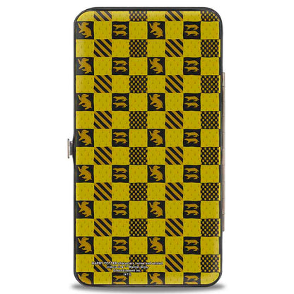 Hinged Wallet - Harry Potter HUFFLEPUFF Crest Heraldry Checkers Golds Black - MEGA POP COMICS 