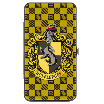 Hinged Wallet - Harry Potter HUFFLEPUFF Crest Heraldry Checkers Golds Black - MEGA POP COMICS 