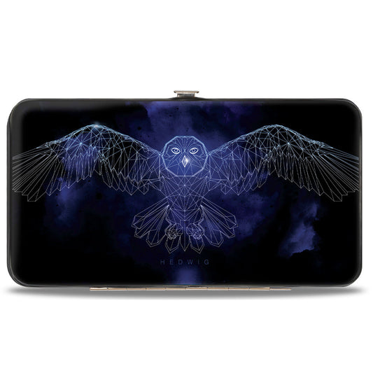 Hinged Wallet - Harry Potter HEDWIG Wings Pose + HARRY POTTER Black Purples White - MEGA POP COMICS 