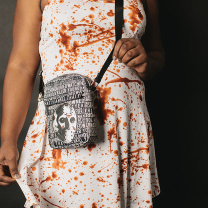 Women's Crossbody Wallet - Friday the 13th Jason Mask with Quotes Collage - MEGA POP COMICS 