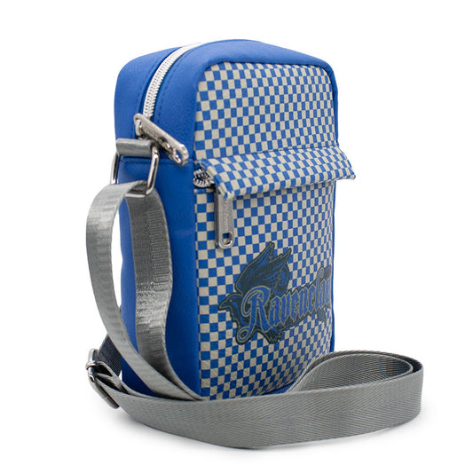 Women's Crossbody Wallet - Harry Potter RAVENCLAW Eagle Icon Checker Blue Gray - MEGA POP COMICS 