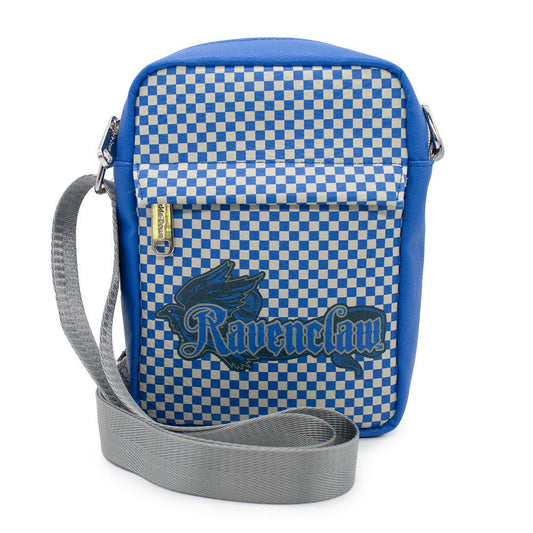 Women's Crossbody Wallet - Harry Potter RAVENCLAW Eagle Icon Checker Blue Gray - MEGA POP COMICS 