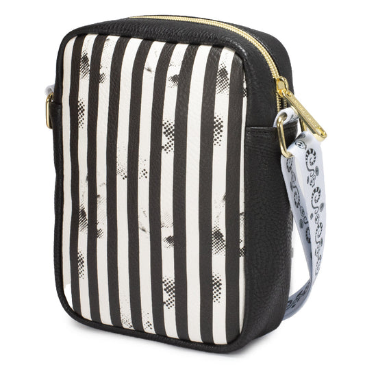 Women's Crossbody Wallet - Beetlejuice Suit Stripes Black White - MEGA POP COMICS 