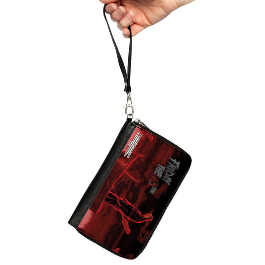 PU Zip Around Wallet Rectangle - FRIDAY THE 13TH Jason Boat Scene Black/Reds/White - MEGA POP COMICS 
