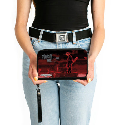 PU Zip Around Wallet Rectangle - FRIDAY THE 13TH Jason Boat Scene Black/Reds/White - MEGA POP COMICS 