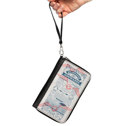 Women's PU Zip Around Wallet Rectangle - Harry Potter QUIDDITCH AT HOGWARTS Rules Collage White Blue Red - MEGA POP COMICS 
