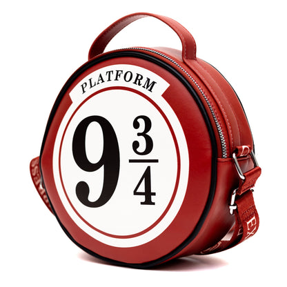 Harry Potter Bag, Round, Harry Potter Platform 9 3/4 Sign Replica, Red, Vegan Leather - MEGA POP COMICS 