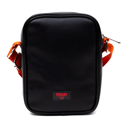 Horror Movies Vegan Leather Cross Body Backpack for Men and Women with Adjustable Strap, Friday the 13th Jason Hockey Mask Quotes Typography Black - MEGA POP COMICS 