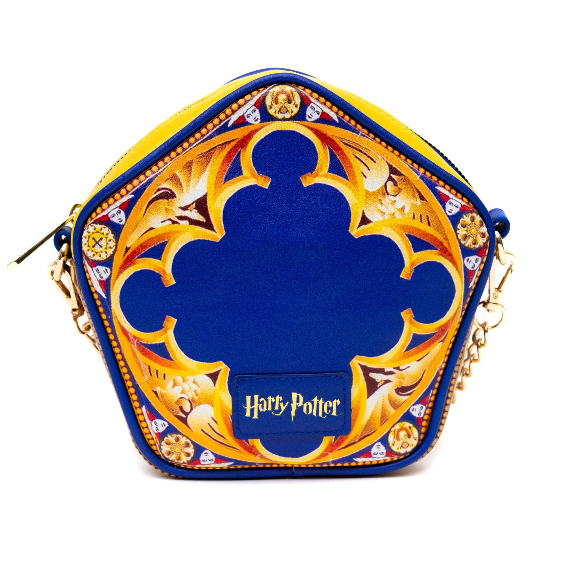 Harry Potter Bag, Crossbody, Figural, Chocolate Frog Candy Box Replica Debossed Gold, Blue, Vegan Leather - MEGA POP COMICS 
