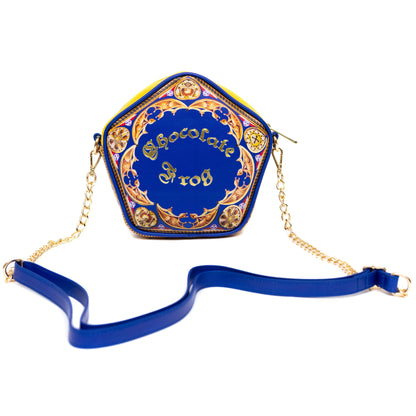Harry Potter Bag, Crossbody, Figural, Chocolate Frog Candy Box Replica Debossed Gold, Blue, Vegan Leather - MEGA POP COMICS 