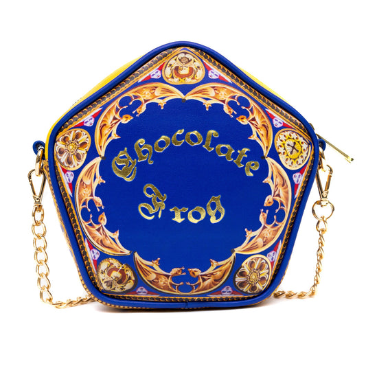Harry Potter Bag, Crossbody, Figural, Chocolate Frog Candy Box Replica Debossed Gold, Blue, Vegan Leather - MEGA POP COMICS 