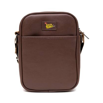 The Flintstones Bag, Cross Body, Cocoa Pebbles Fred and Barney Cereal Box Replica, Brown, Vegan Leather - MEGA POP COMICS 