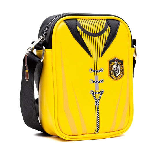 The Wizarding World of Harry Potter Vegan Leather Crossbody Bag with Adjustable Straps, Hogwarts Hufflepuff Quidditch Uniform - MEGA POP COMICS 
