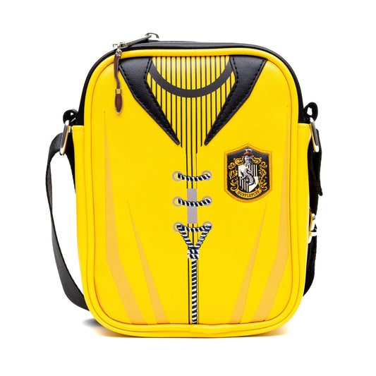 The Wizarding World of Harry Potter Vegan Leather Crossbody Bag with Adjustable Straps, Hogwarts Hufflepuff Quidditch Uniform - MEGA POP COMICS 