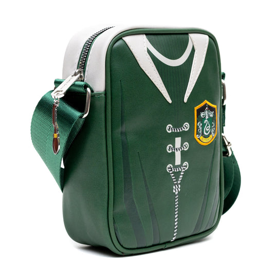 The Wizarding World of Harry Potter Vegan Leather Crossbody Bag with Adjustable Straps, Hogwarts Slytherin Quidditch Uniform Green - MEGA POP COMICS 
