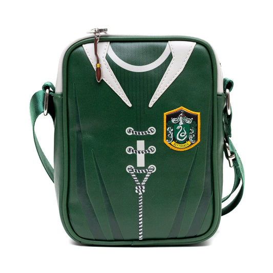 The Wizarding World of Harry Potter Vegan Leather Crossbody Bag with Adjustable Straps, Hogwarts Slytherin Quidditch Uniform Green - MEGA POP COMICS 