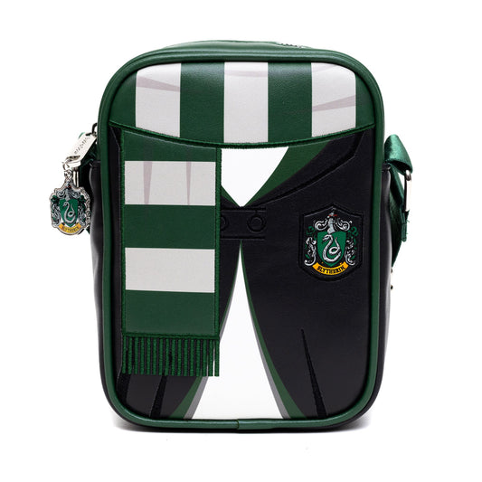 The Wizarding World of Harry Potter Bag, Cross Body, Harry Potter Hogwarts School Slytherin Uniform Embroidered, Vegan Leather - MEGA POP COMICS 